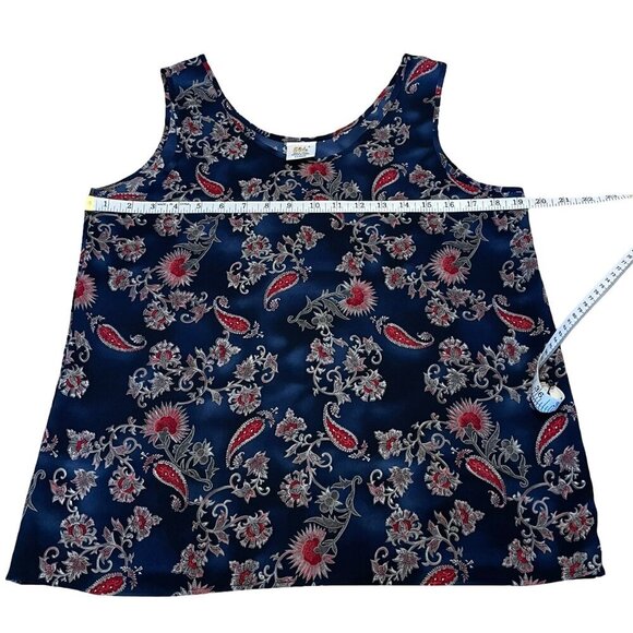 ELITE Paisley Navy Blue Tank Top Made in Canada, Women's Large - Picture 6 of 8